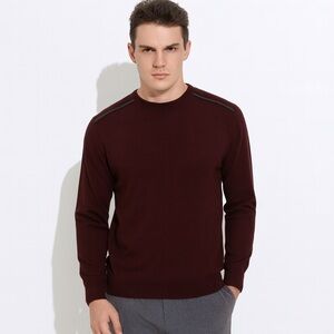 John Varvatos Sweater Mens large burgundy Long Sleeve Pullover Shirt Luxe